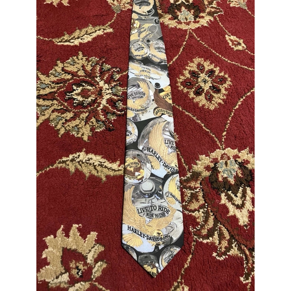 Men’s Vintage Ralph Marlin X Harley Davidson “Live to Ride” Necktie - Picture 6 of 6